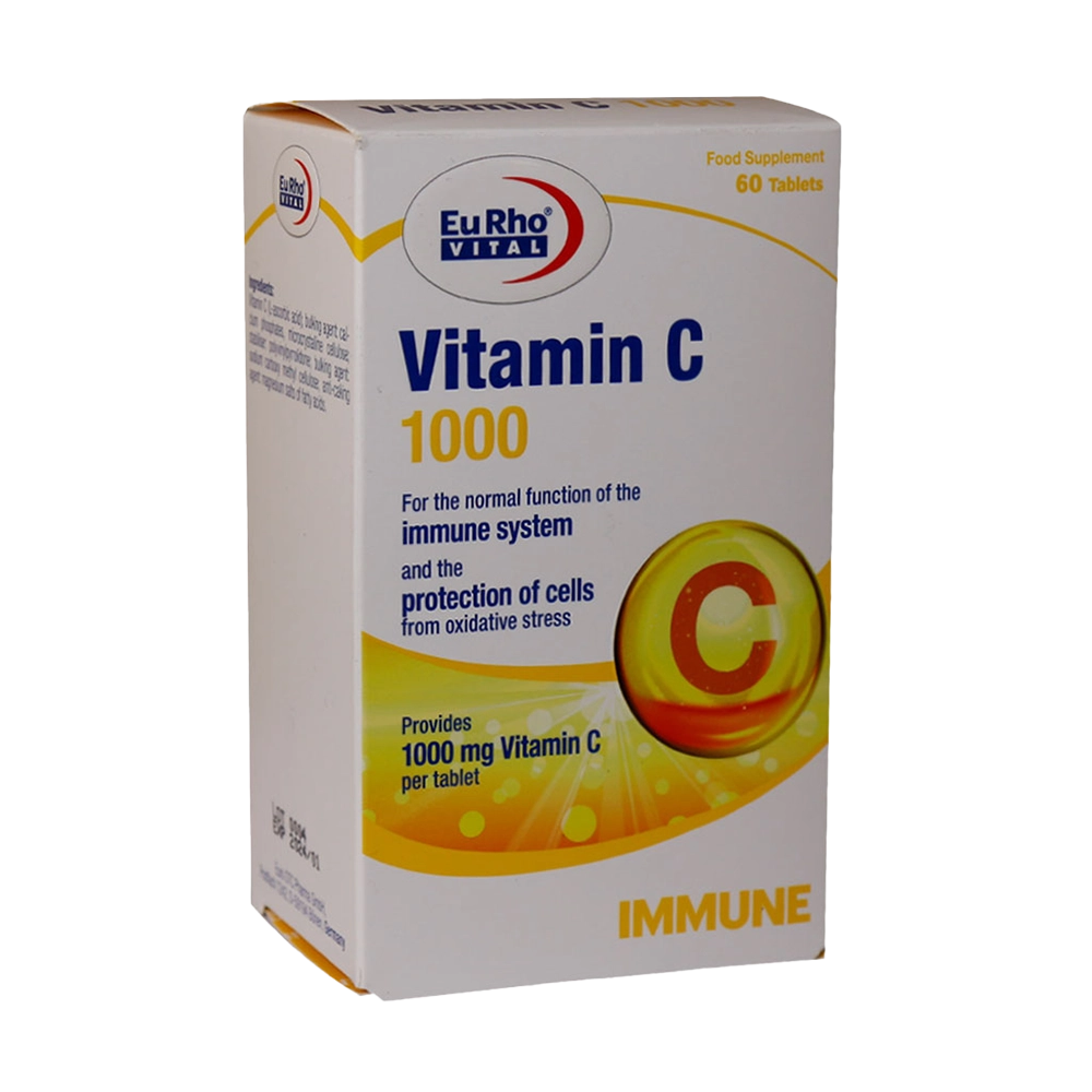 قرص ویتامین ث (Vitamin C) 1000 یوروویتال (EuRho vital) 60 عددی